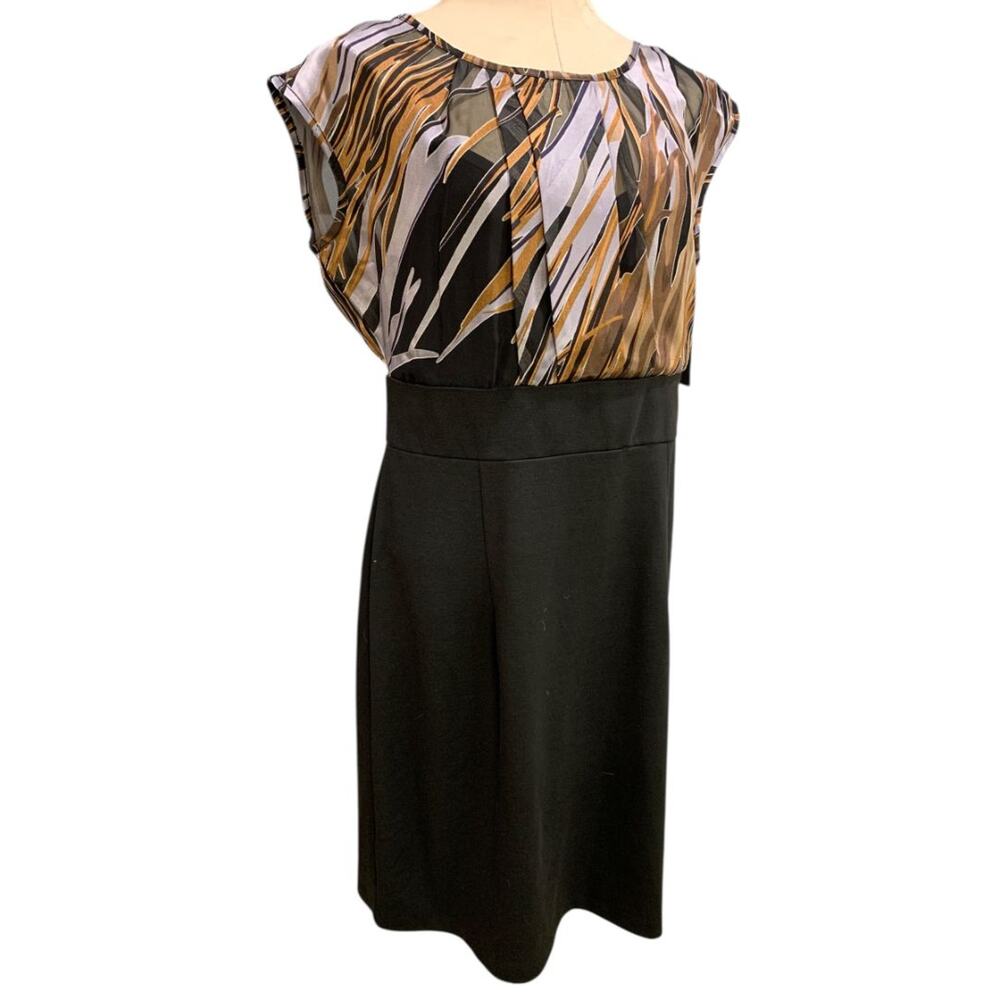 Size 14 AGB Dress New Black Skirt Metallic Color Sheer Bodice Lined